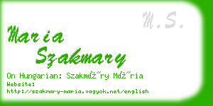 maria szakmary business card
